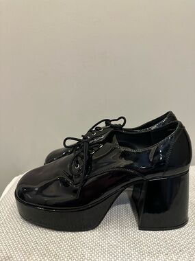 Funtasma Jazz-02 Men's Black Patent Platform Oxford Costume Shoes - Size L 12/13